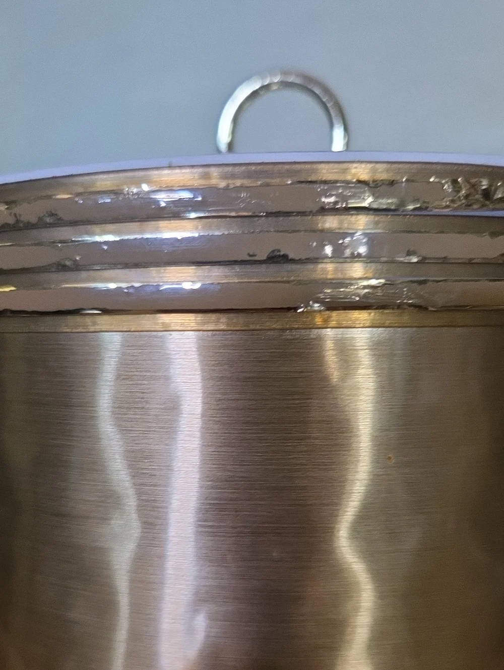 Mid Century Modern Brushed Gold Insulated Ice Bucket Acrylic Lid Retro Barware